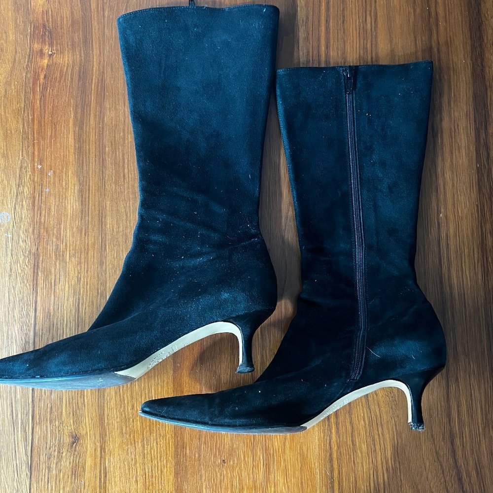 Black Suede Mid calf boots